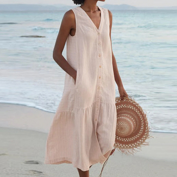 Chic and Breezy Button-Down Dress for Women