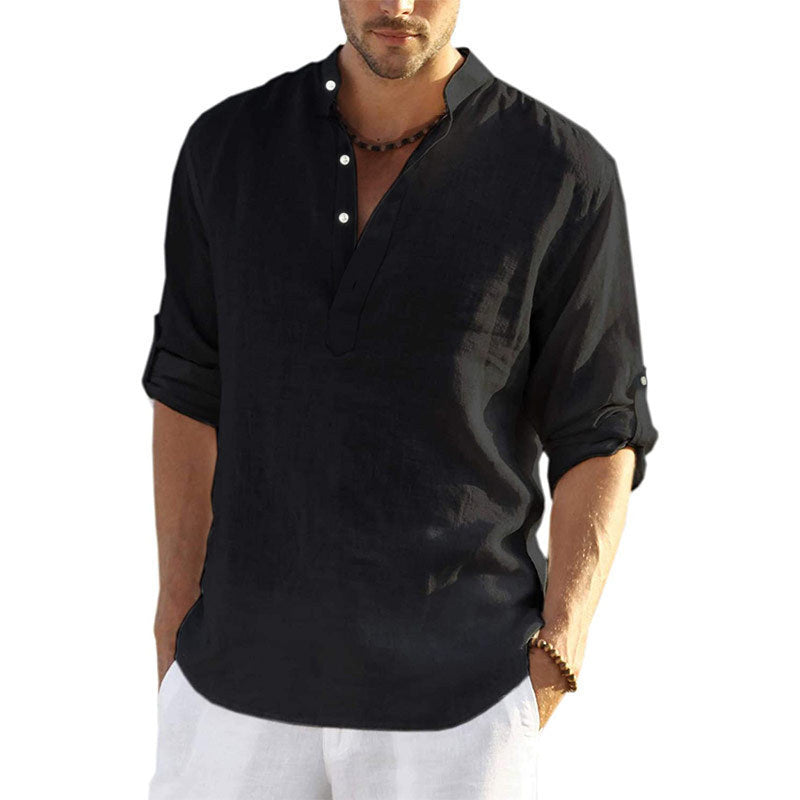 Lightweight and Breathable Linen Shirt with Classic Fit for Men