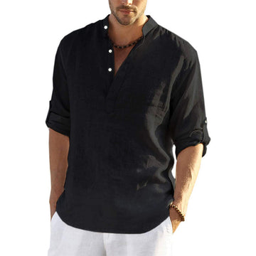Lightweight and Breathable Linen Shirt with Classic Fit for Men