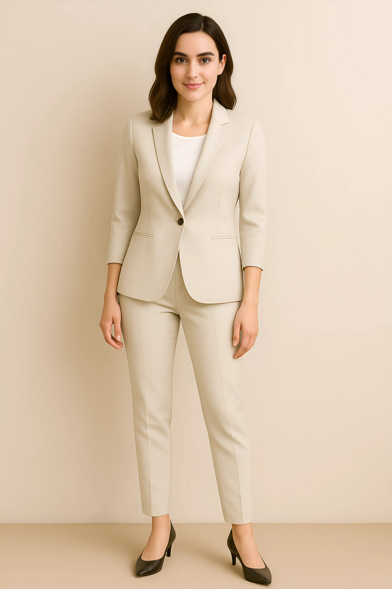 Chic Slim Fit Blazer and Trousers Set for Women