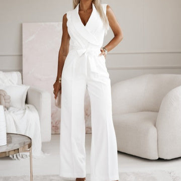 Elegant Sleeveless Wrap Jumpsuit with Belted Waist for Women