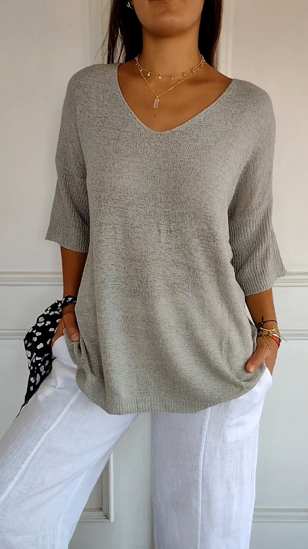 Lightweight V-Neck Knitted Sweater for Women