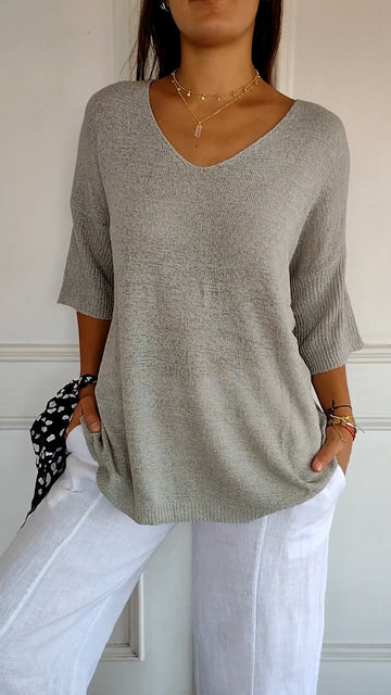 Lightweight V-Neck Knitted Sweater for Women