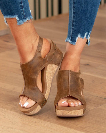 Comfortable Peep Toe Wedge Sandals for Women