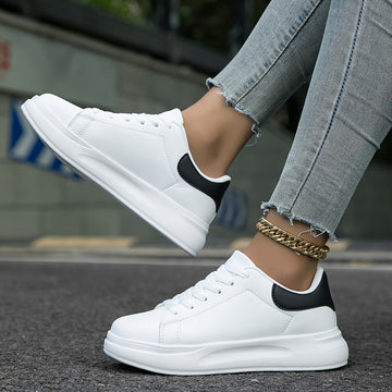 Minimalist Lace-Up Sneakers with Thick Sole for Women