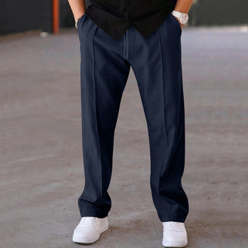 Smart and Comfortable Wide-Leg Pleated Trousers for Men