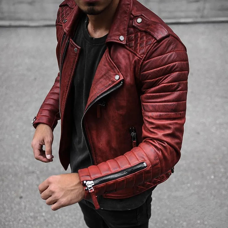 Stylish and Bold Vegan Leather Biker Jacket for Men