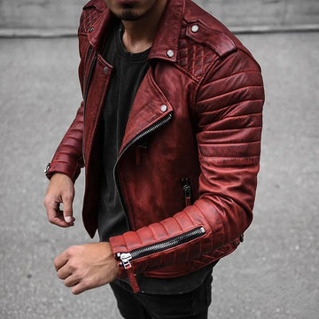 Stylish and Bold Vegan Leather Biker Jacket for Men