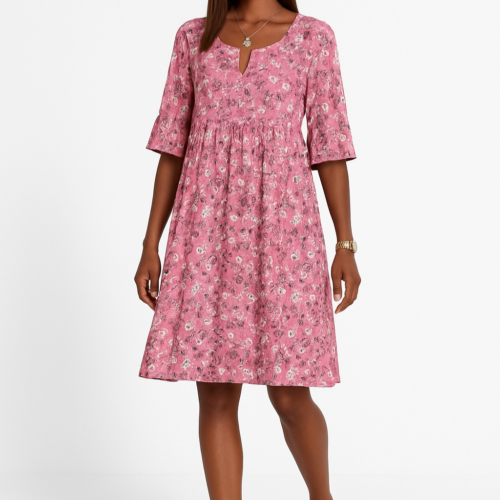 Chic Floral A-Line Midi Dress for Women