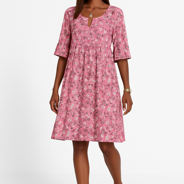 Chic Floral A-Line Midi Dress for Women