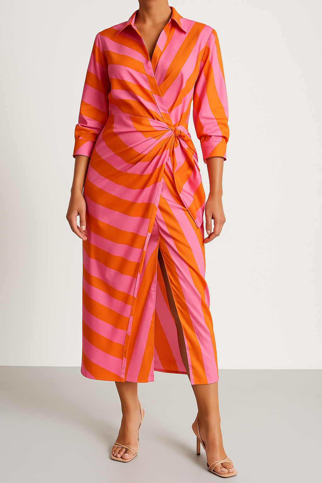 Striped Wrap Dress for Women