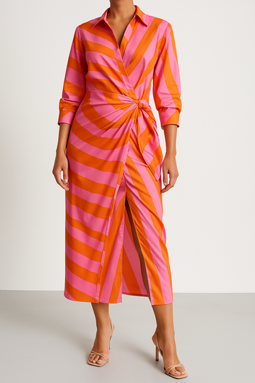 Striped Wrap Dress for Women