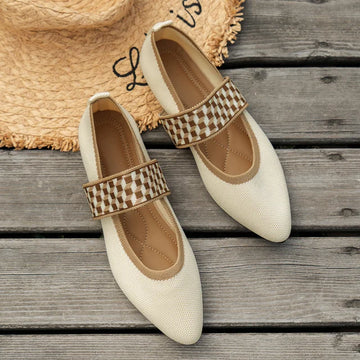 Elegant Slip-On Flats with Checkered Strap for Women