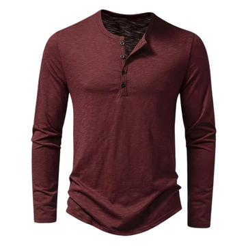 Stylish Long-Sleeve Henley Shirt with Relaxed Fit for Men