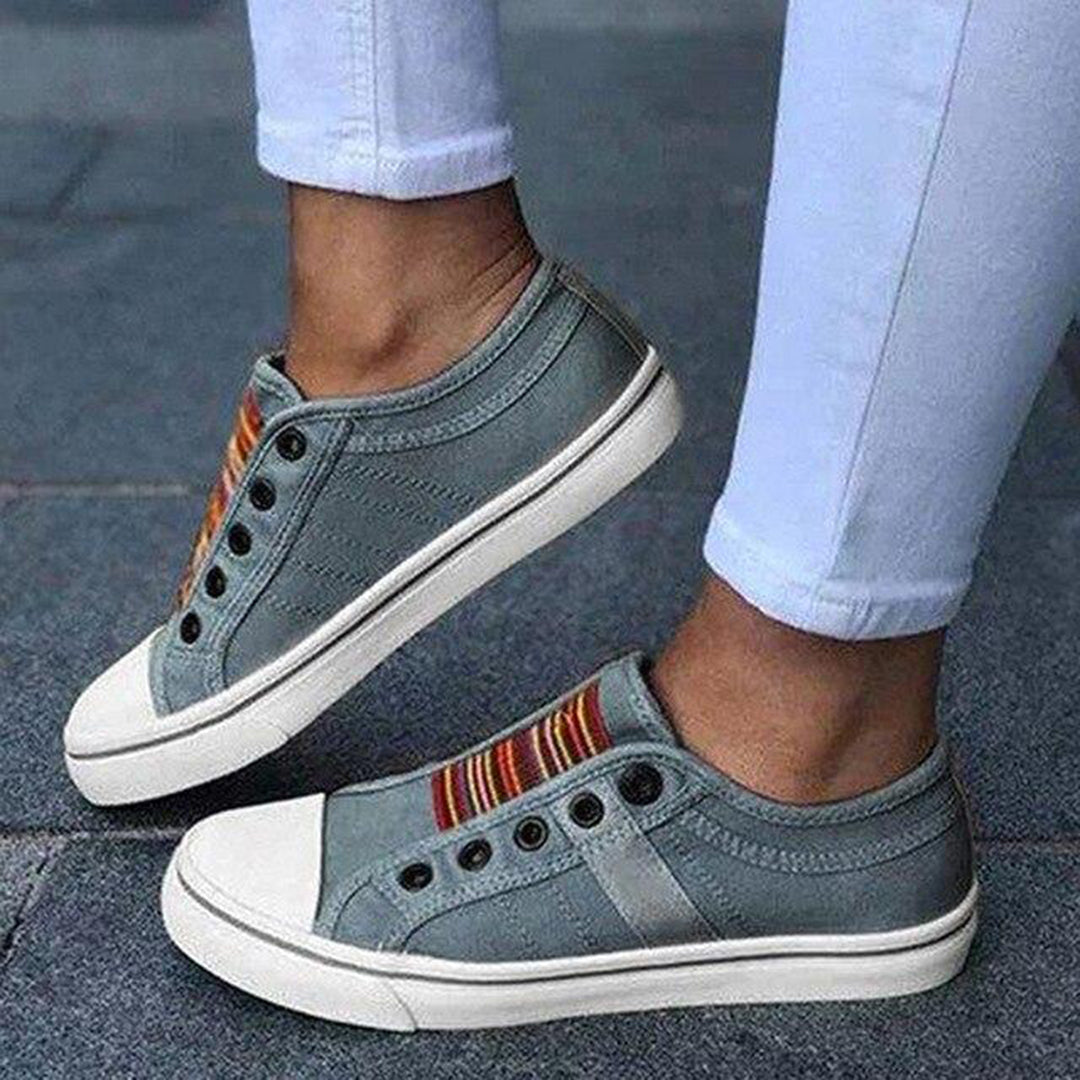 Stylish Slip-On Sneakers with Vibrant Stripes for Women