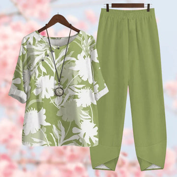 Printed Relaxed Top and Trousers Set for Women
