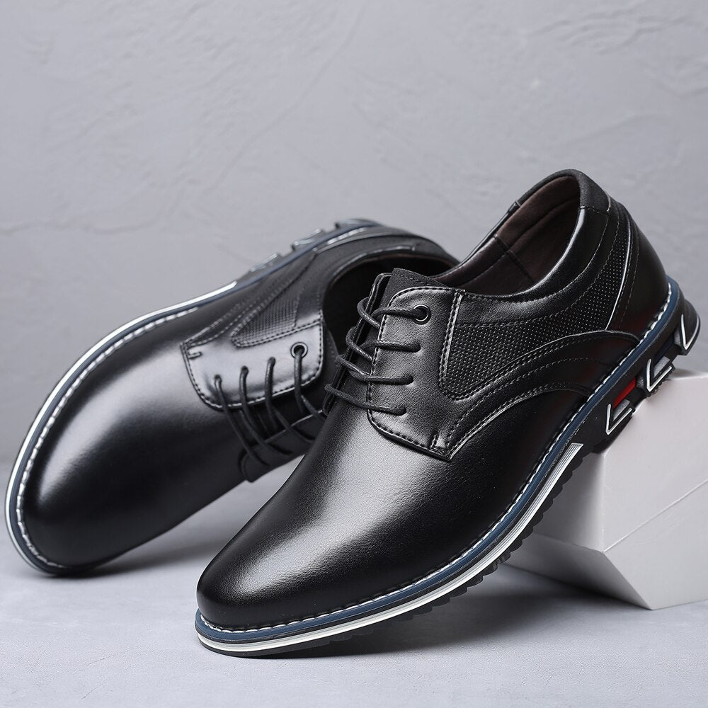 Smart Lace-Up Leather-Look Dress Shoes for Men