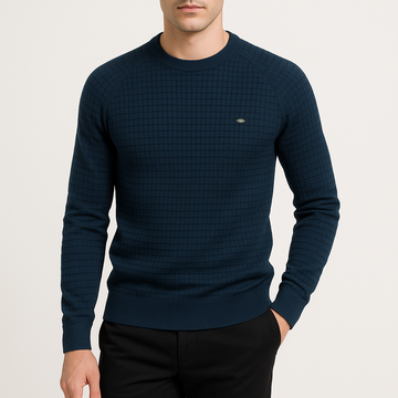 Textured Knit Crew Neck Sweater for Men