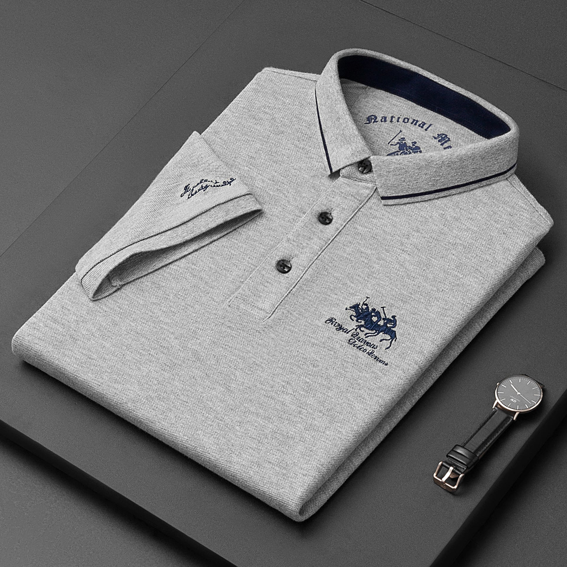 Stylish Polo Shirt with Logo Embroidery For Men