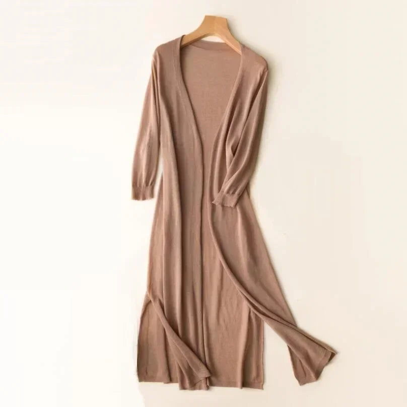 Lightweight Longline Open Front Cardigan for Women