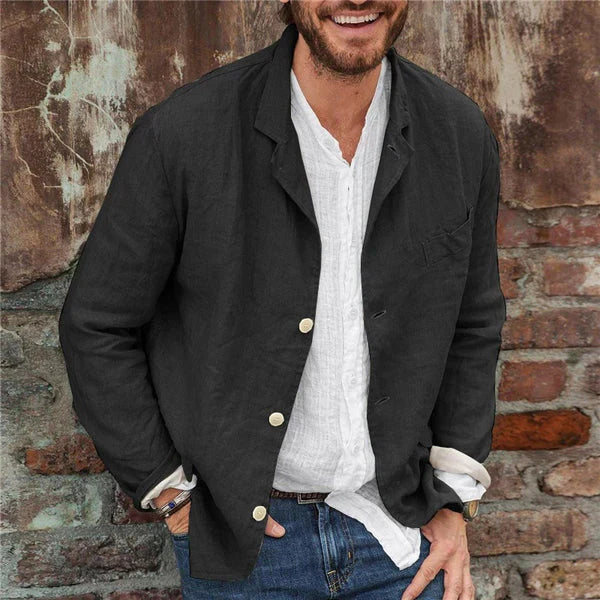 Stylish Linen Button-Down Jacket for Men