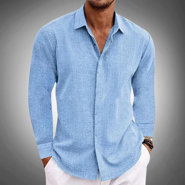 Classic Long Sleeve Shirt with Button-Down Collar for Men