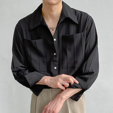 Stylish Ribbed Button-Down Shirt for Men