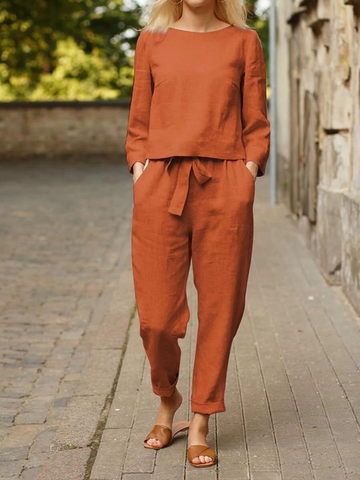 Stylish and Comfortable Linen Two-Piece Set for Women