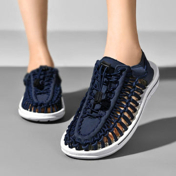 Breathable Woven Lace-Up Sandals with Cushioned Sole for Women and Men