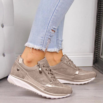 Stylish and Lightweight Zip-Up Platform Sneakers for Women