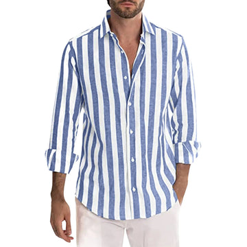 Stylish Striped Long Sleeve Linen Shirt for Men