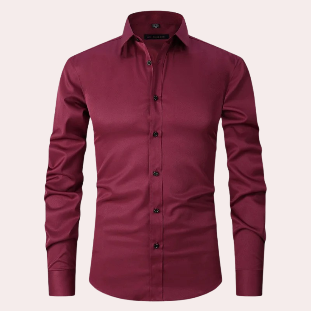 Slim Fit Long Sleeve Button-Down Shirt for Men