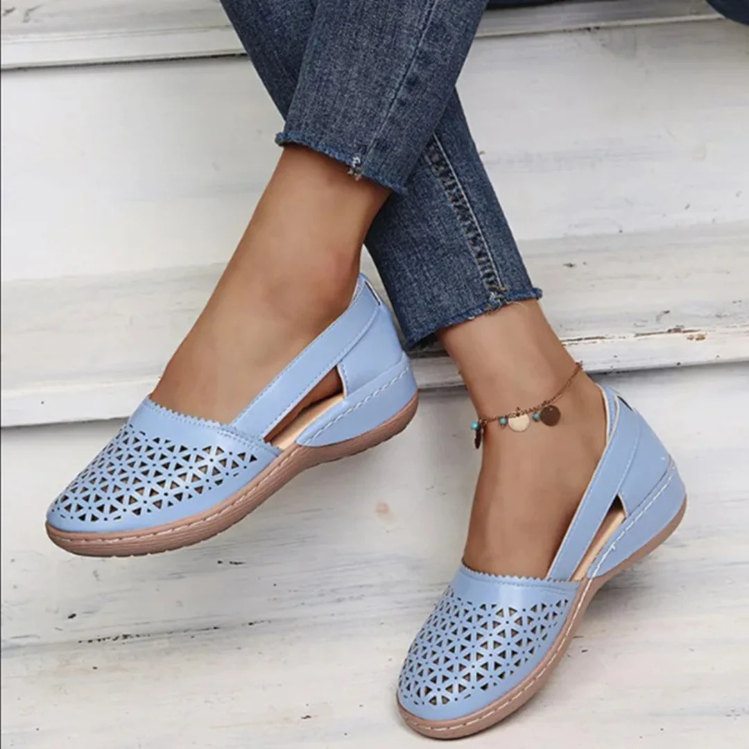 Elegant Perforated Slip-On Shoes for Women
