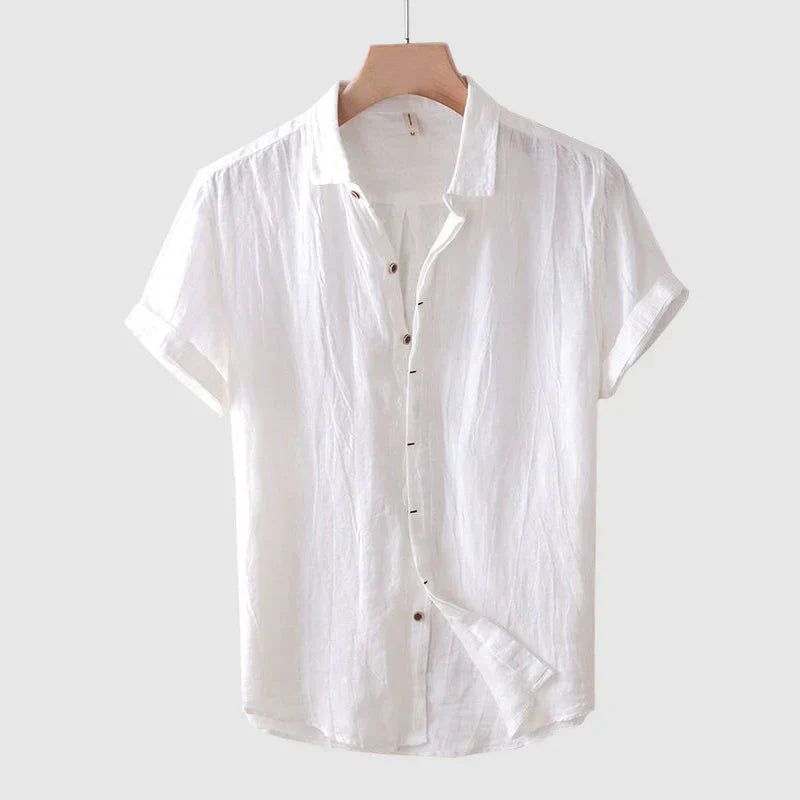Stylish Short-Sleeve Linen Shirt with Relaxed Fit for Men
