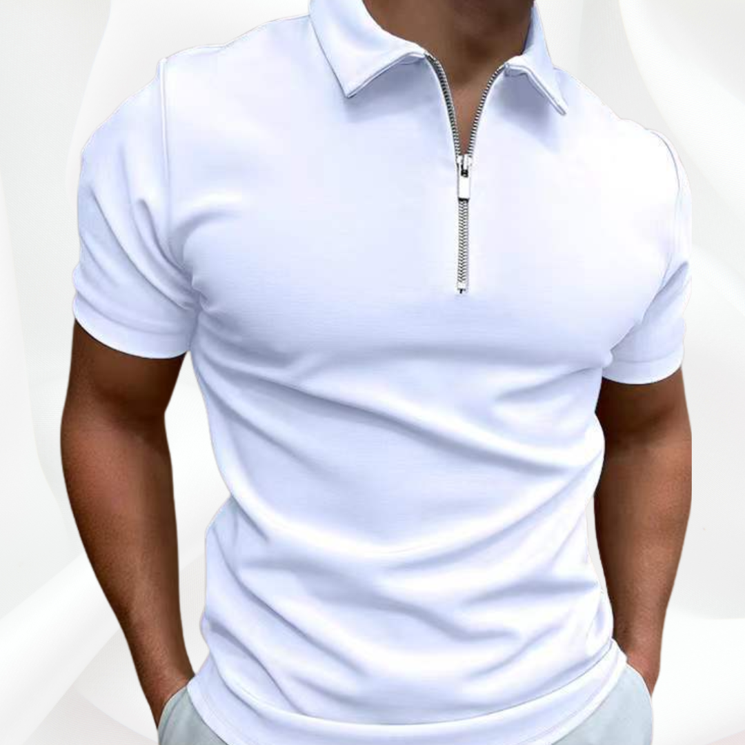 Stylish Zip-Up Polo Shirt with Ergonomic Fit for Men