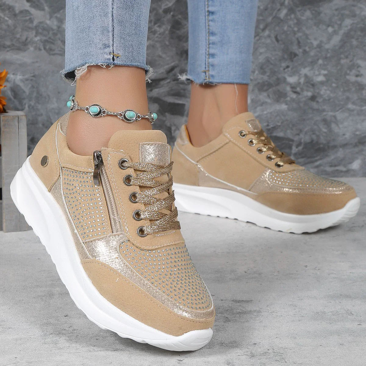 Breathable Orthopaedic Lace-Up Sneakers for Women