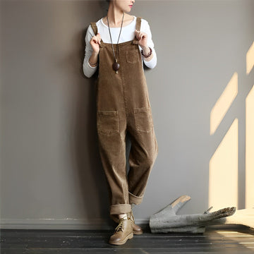 Retro Casual Corduroy Overall for Women