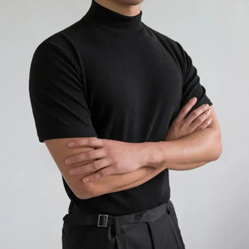 Comfortable and Lightweight Slim Fit Mock Neck Shirt for Men