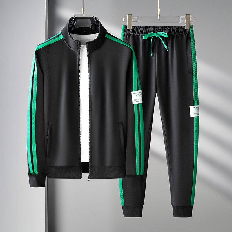 Sporty Tracksuit Set with Stripes for Men