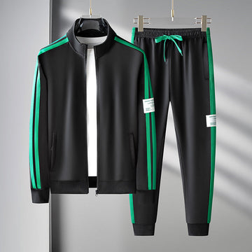 Sporty Tracksuit Set with Stripes for Men