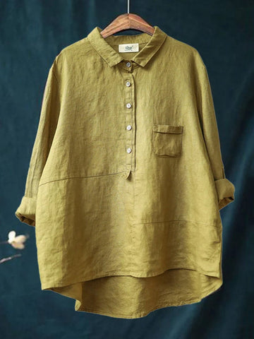 Casual Oversized Button-Up Shirt with Collar for Women