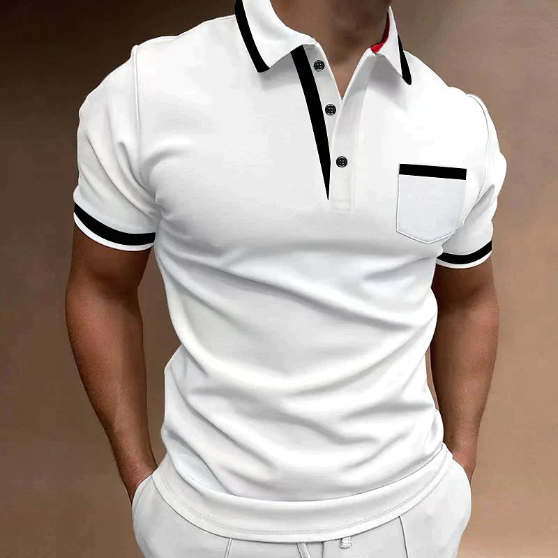 Stylish Contrast Trim Polo Shirt for Men