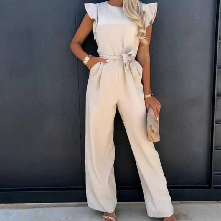 Elegant Ruffle Sleeve Wide-Leg Jumpsuit for Women