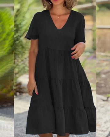 Elegant V-Neck Midi Dress for Women