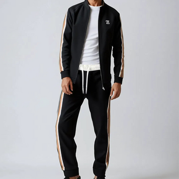 Tracksuit with Stripe Detail and Zip Jacket Set for Men