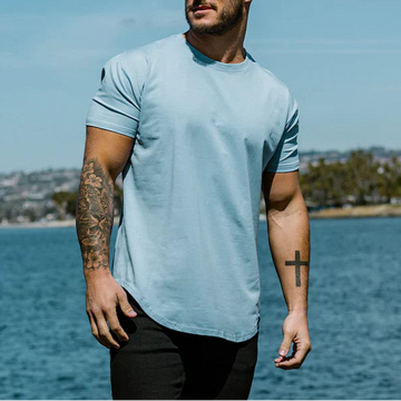 Stylish Fitted Crew Neck Short Sleeve T-Shirt for Men