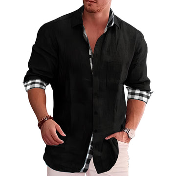 Stylish Contrast-Trim Button-Up Shirt for Men